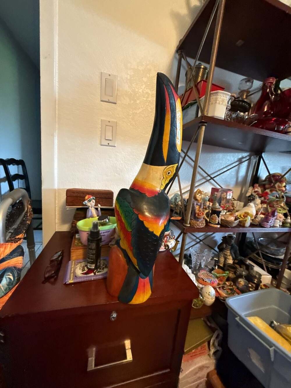 Handmade Carved Wood Toucan Sculpture Hand Painted Tropical Bird Folk Art